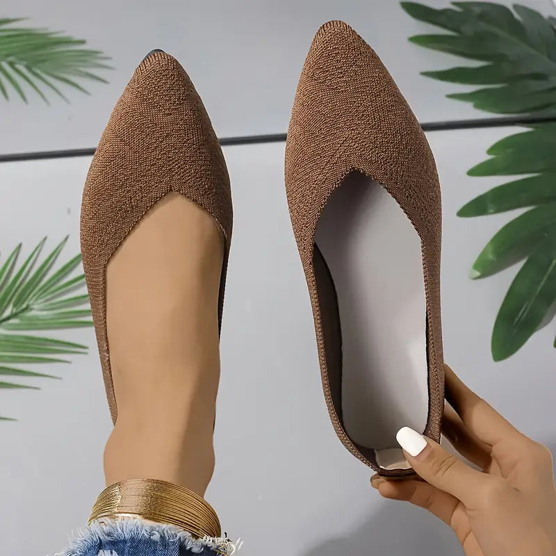 VESPERINE | Modieuze Gebreide Flats met Spitse Neus