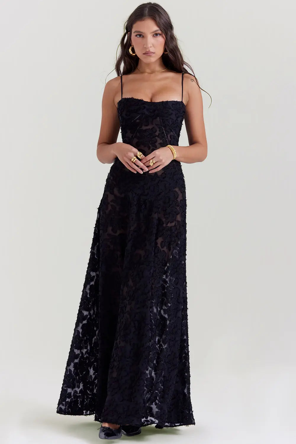 SHIRLENE | Lange Zomerjurk met Open Rug & Verstelbare Bandjes