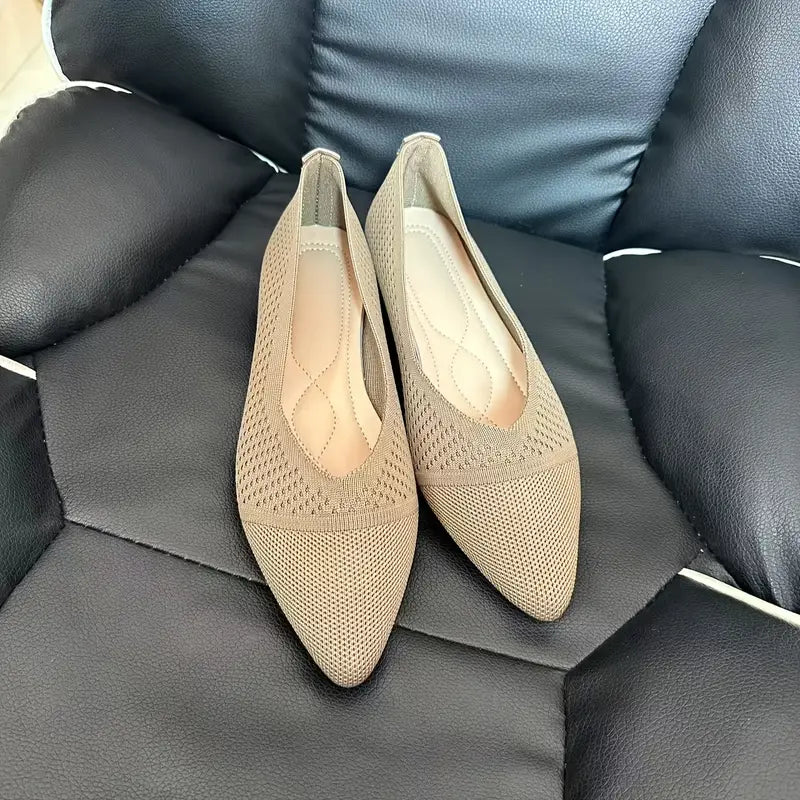 NOCTAVIA | Elegante Gebreide Flats met Spitse Neus