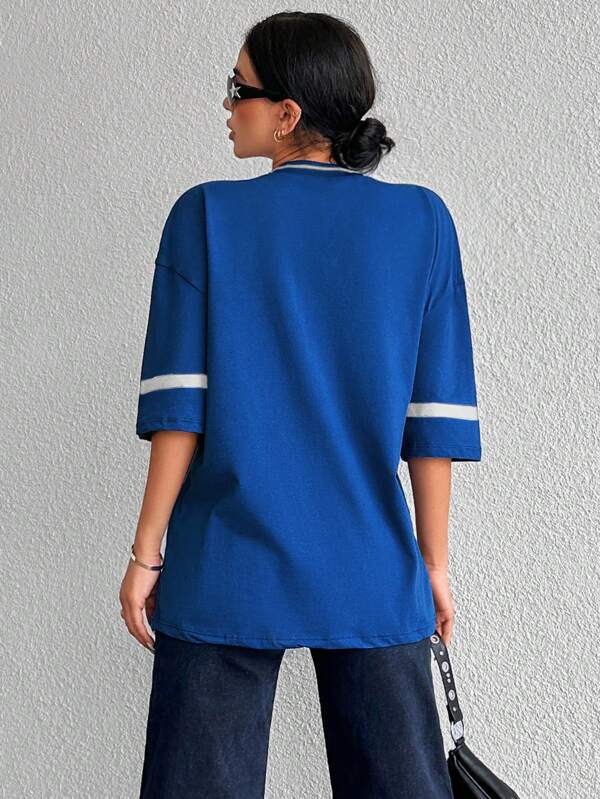 EMELITA | Sportief varsity shirt met V-hals & oversized fit