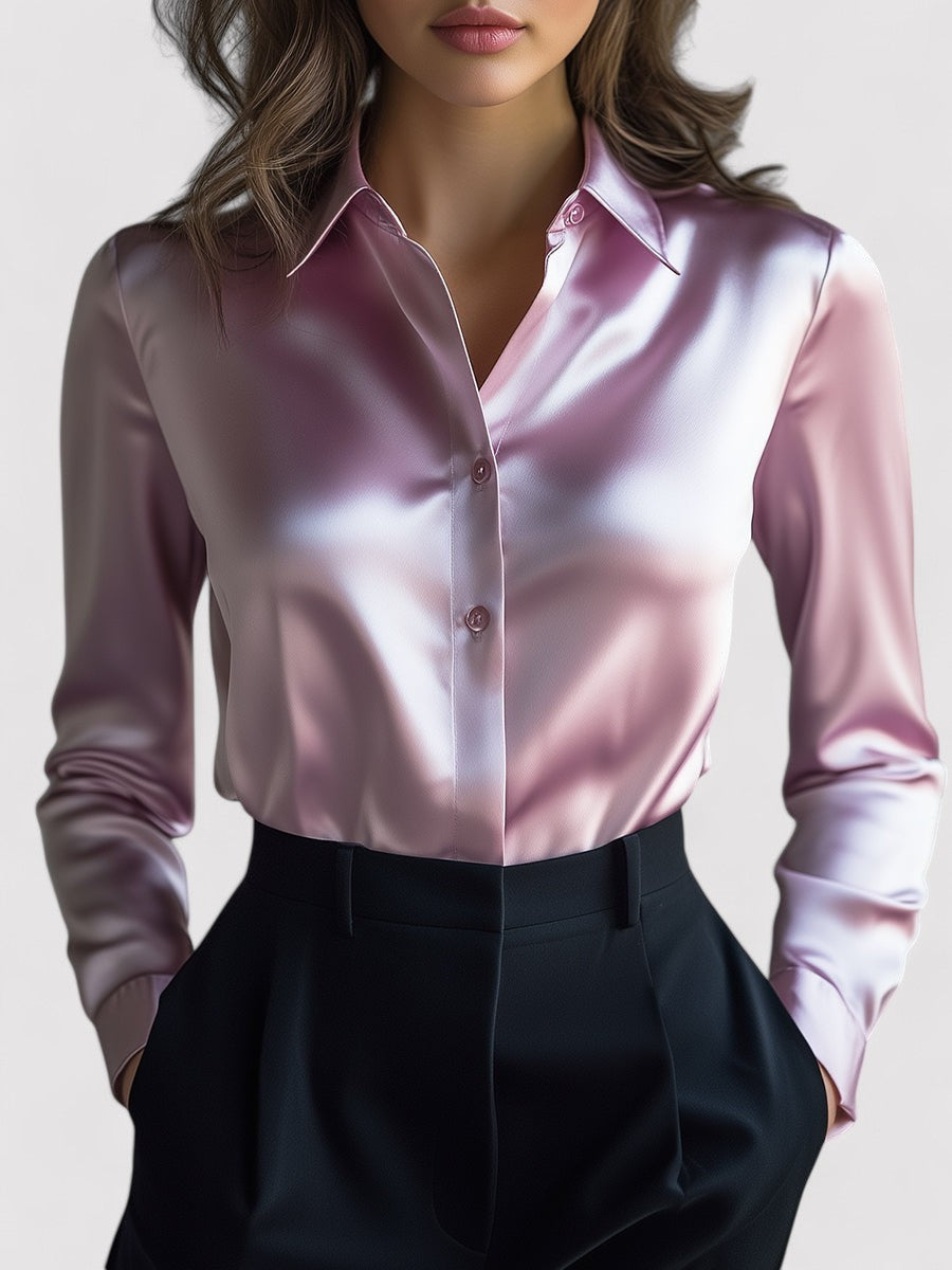 SORAIA | Satijnen Dames Blouse met Lange Mouwen en Luxe Glans