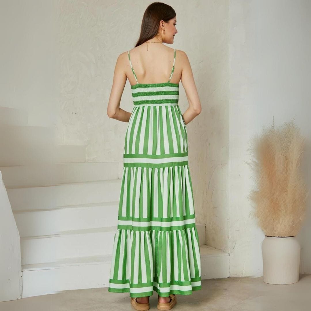 PABIOLA | Geplooide Maxi-Jurk met Spaghettibandjes
