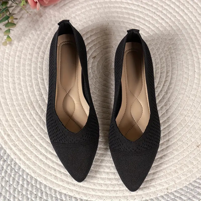 NOCTAVIA | Elegante Gebreide Flats met Spitse Neus