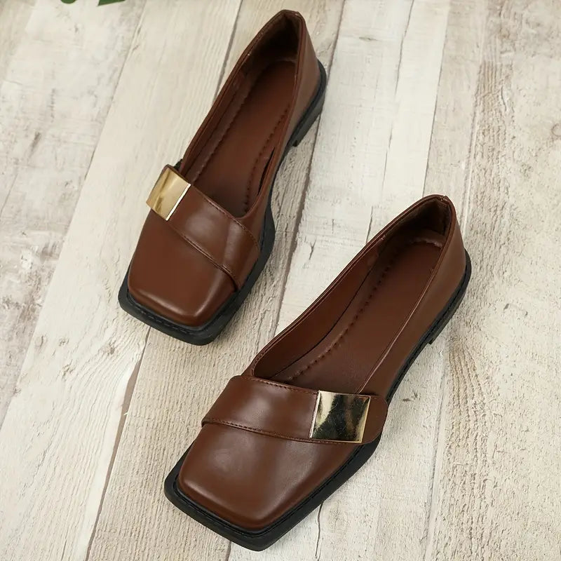 ELDRAINE | Elegante Leren Loafers met Metallic Detail