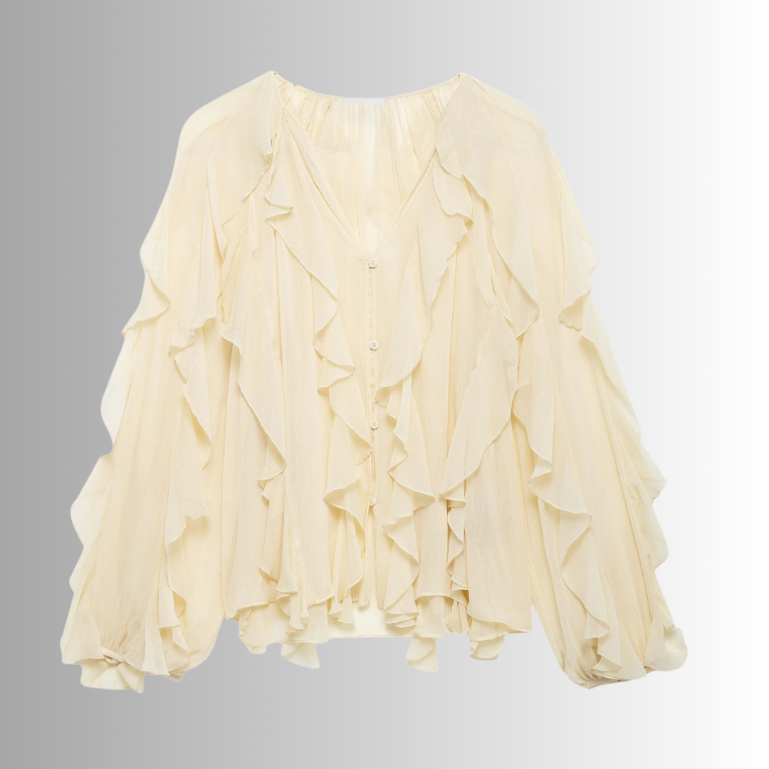 MAY | Elegante blouse met ruches en transparante lagen