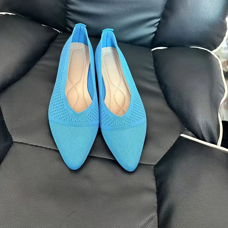 NOCTAVIA | Elegante Gebreide Flats met Spitse Neus