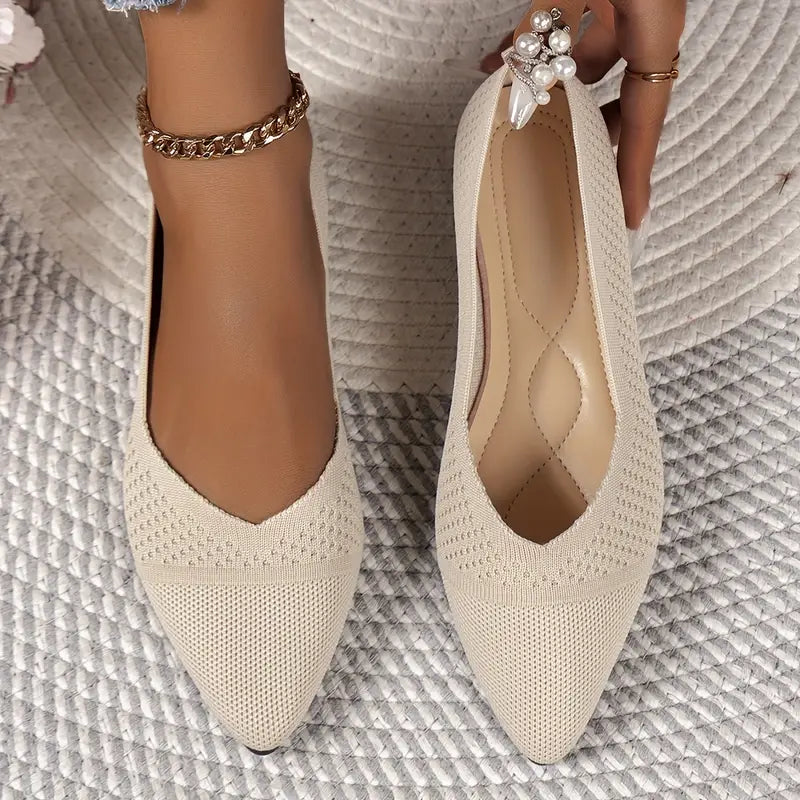 NOCTAVIA | Elegante Gebreide Flats met Spitse Neus