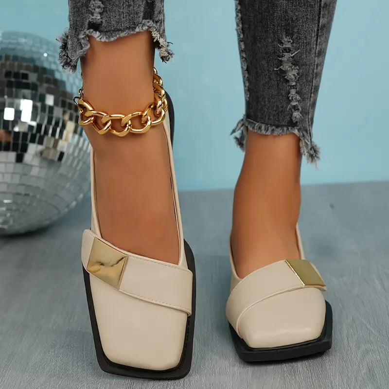 ELDRAINE | Elegante Leren Loafers met Metallic Detail
