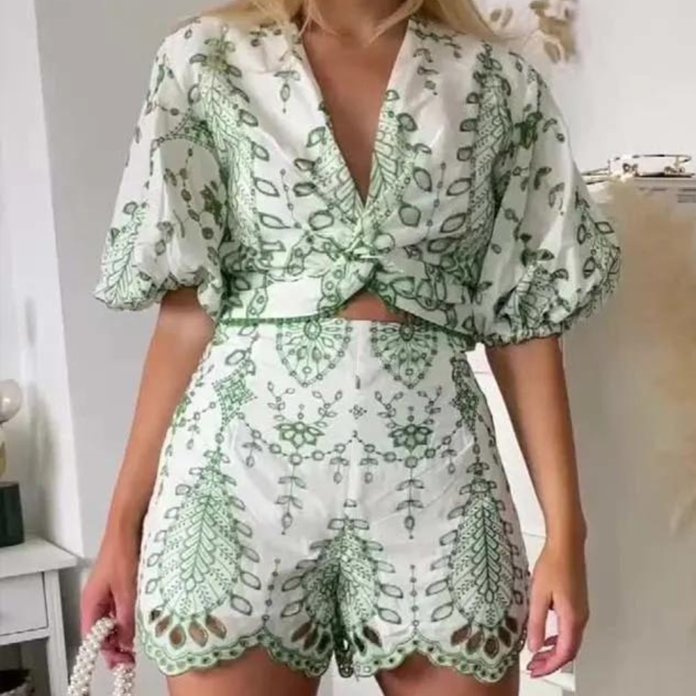 IVY | Luchtige co-ord set met geborduurde details