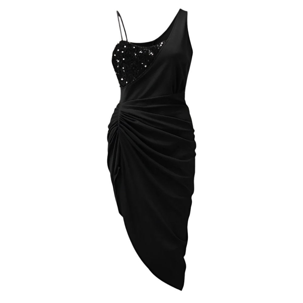 OFELIA | Asymmetrische gala jurk met glinsterend lijfje