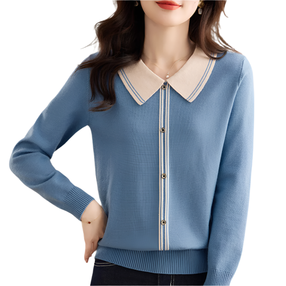 LORETO | Elegante gebreide trui met contrasterende kraag