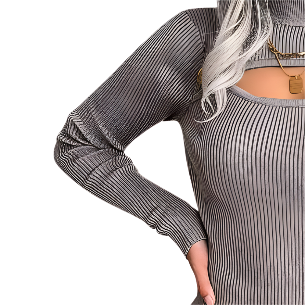 VERONICA | Ribgebreide jurk met cut-out detail