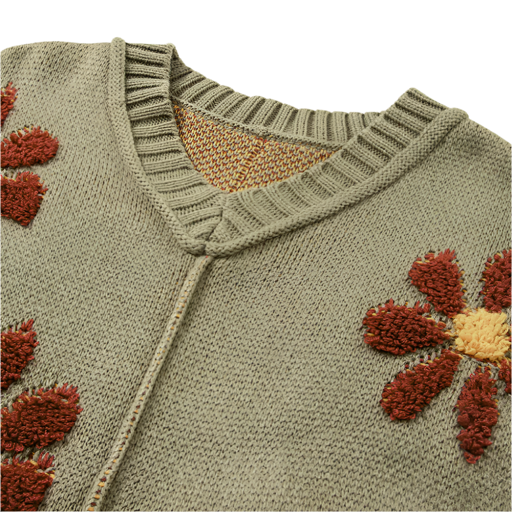 AURORA | Gebreide trui met grote bloemapplicaties