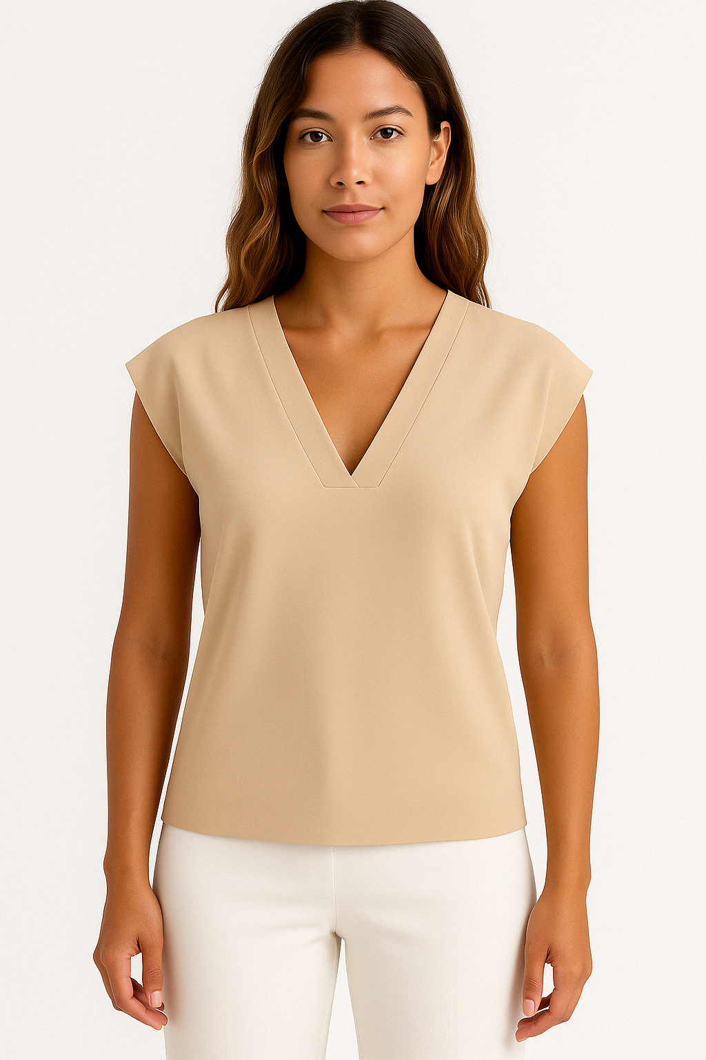 MERCY | Minimalistische mouwloze top met V-hals