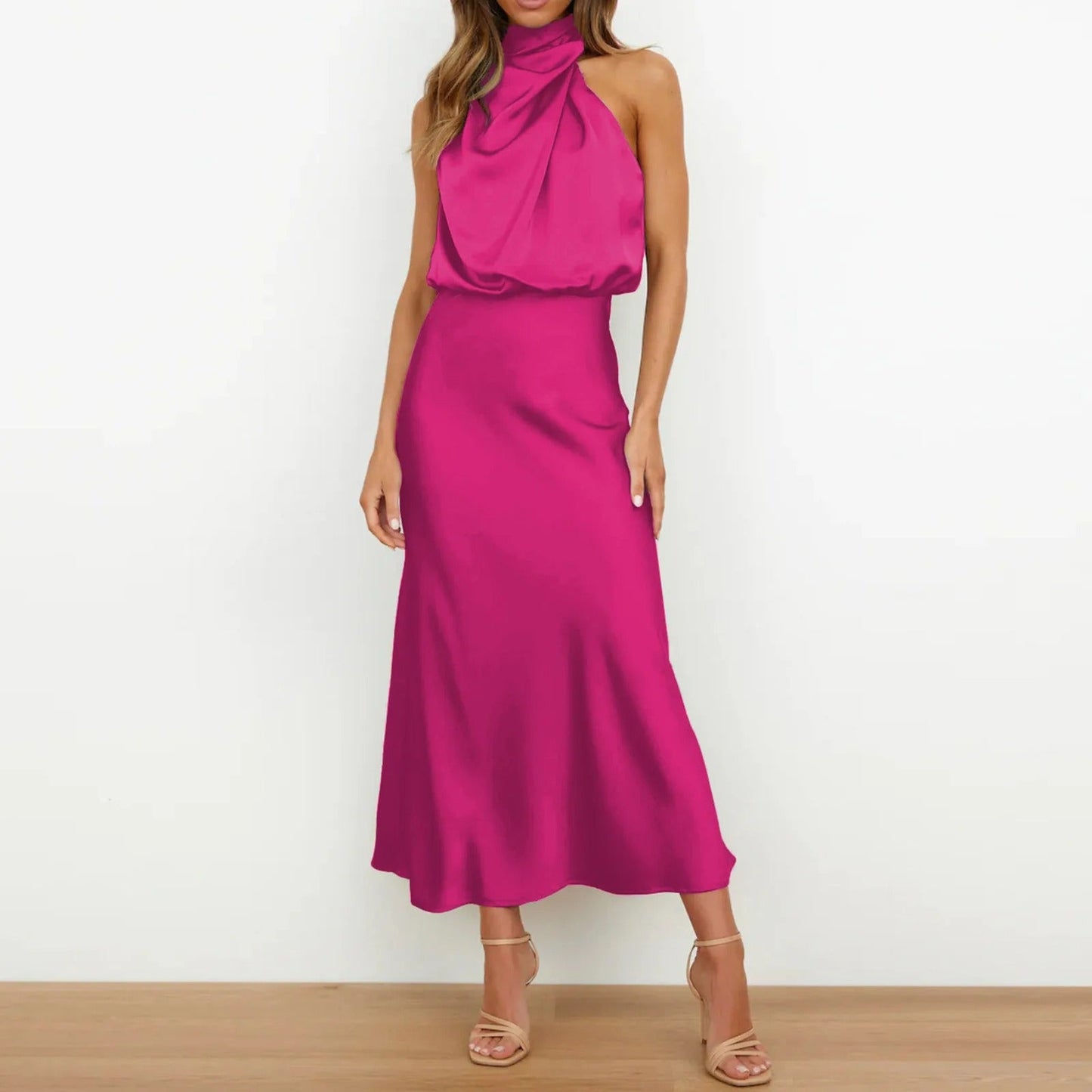 SILIA | Elegante Satijnen Halterjurk