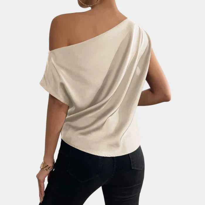 TALINE | Off-Shoulder Top met Vleermuismouwen in Beige