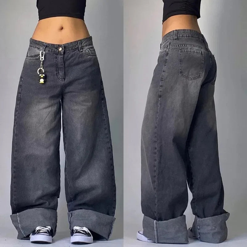 VALENTINA | Baggy jeans met hoge taille en vintage wassing