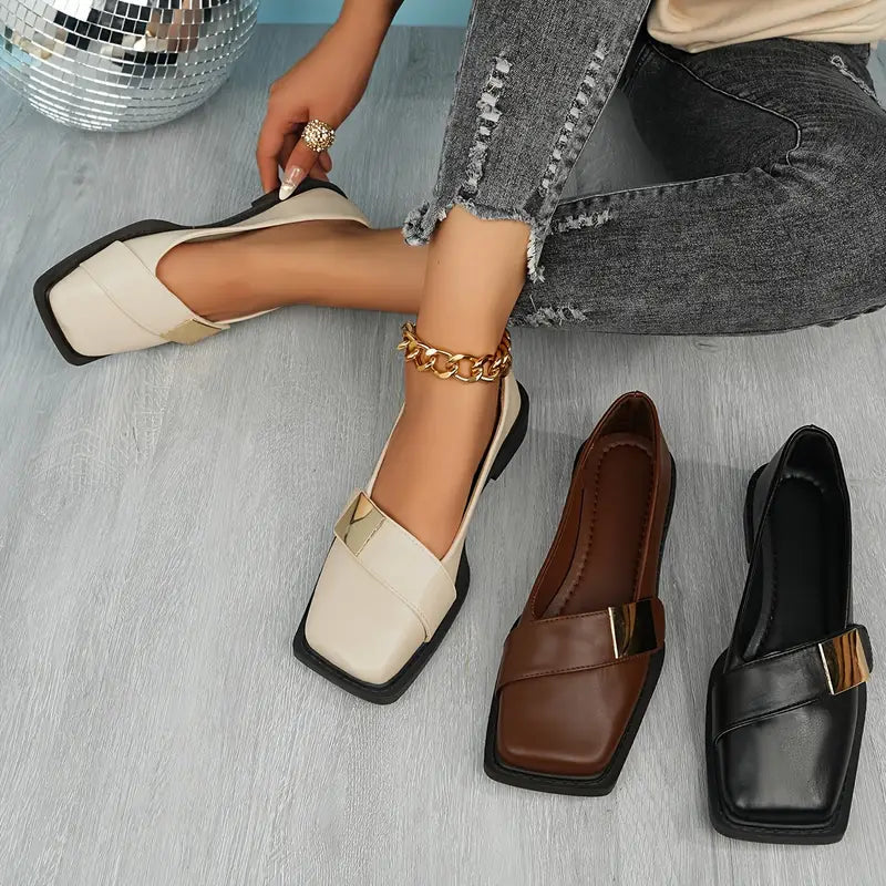 ELDRAINE | Elegante Leren Loafers met Metallic Detail