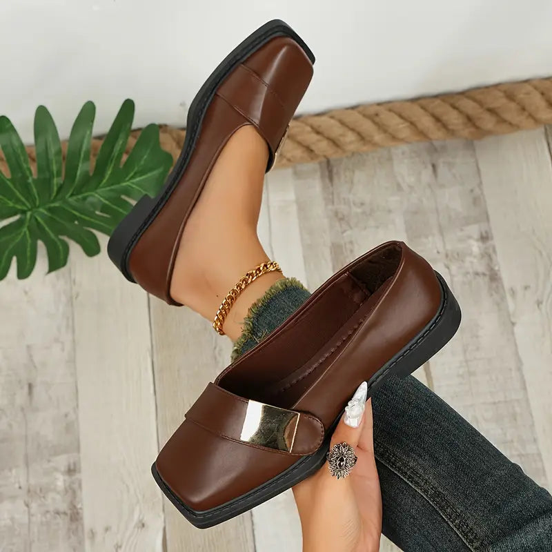 ELDRAINE | Elegante Leren Loafers met Metallic Detail