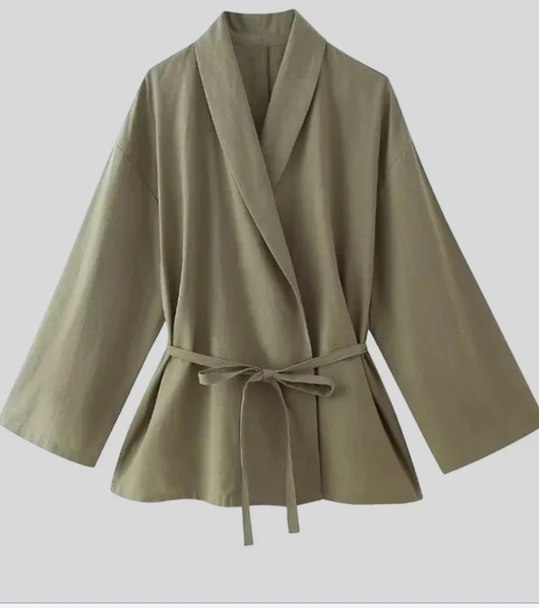 DOMITILA | Linnen Kimono Set met Minimalistische Elegantie