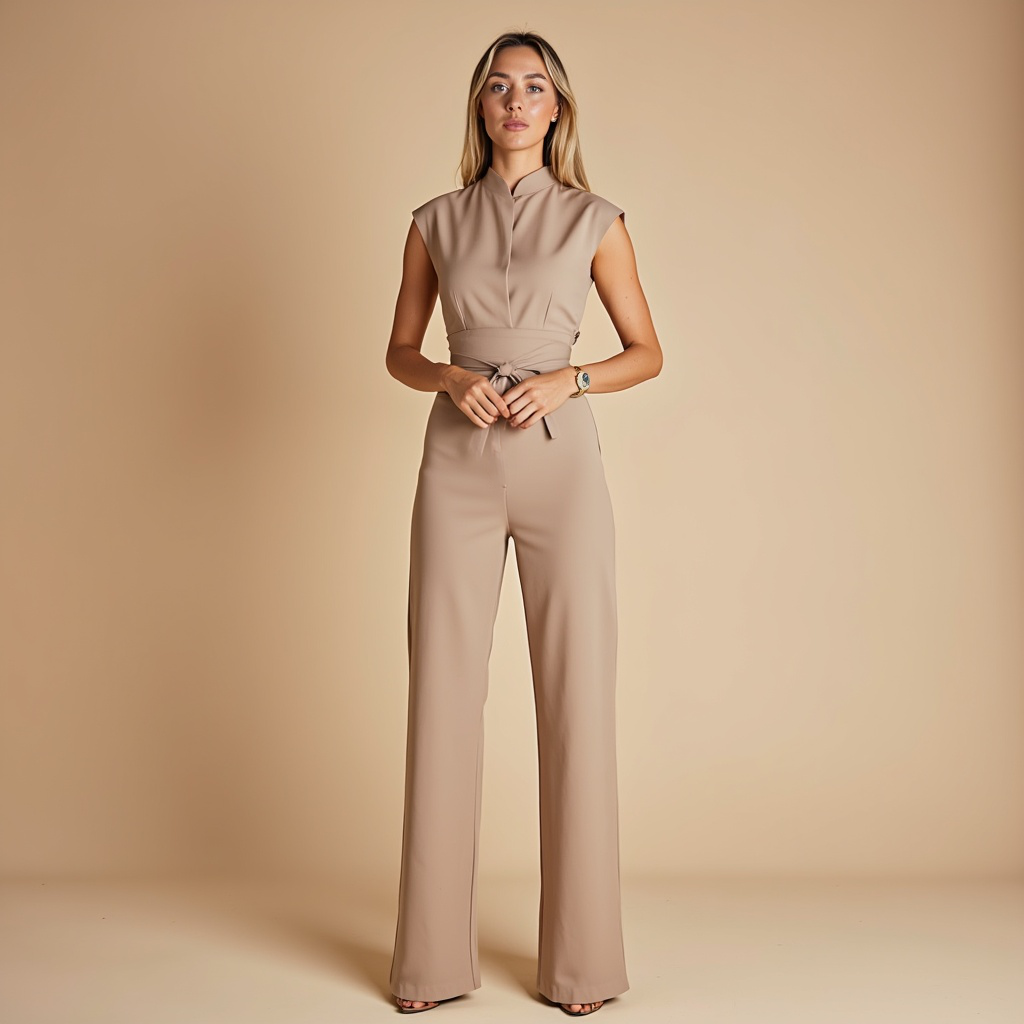 SHERYL | Elegante mouwloze jumpsuit met hoge kraag
