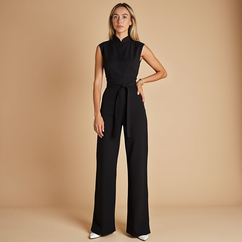 SHERYL | Elegante mouwloze jumpsuit met hoge kraag