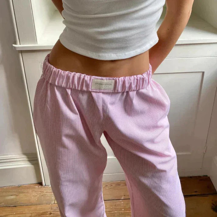 DONATELLA | Linnen broek met hoge taille en wijde pijpen