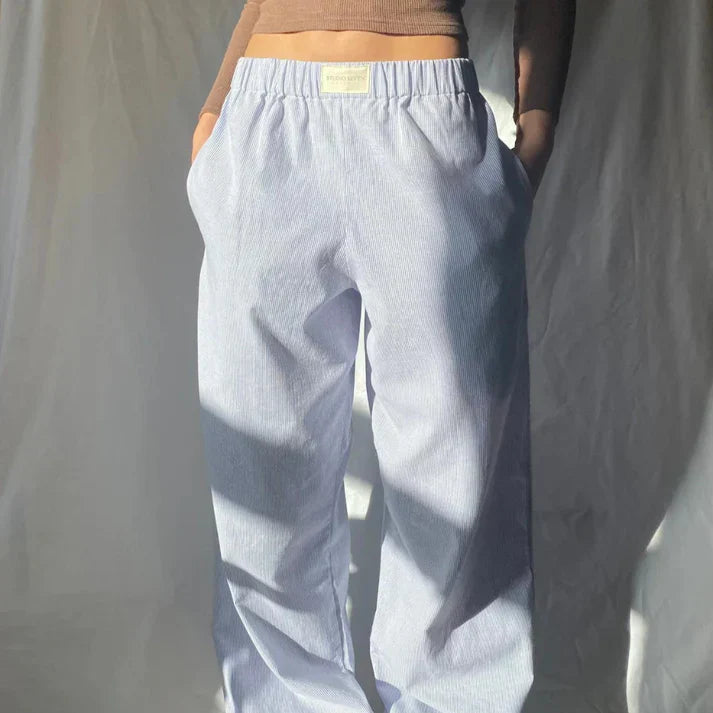 DONATELLA | Linnen broek met hoge taille en wijde pijpen