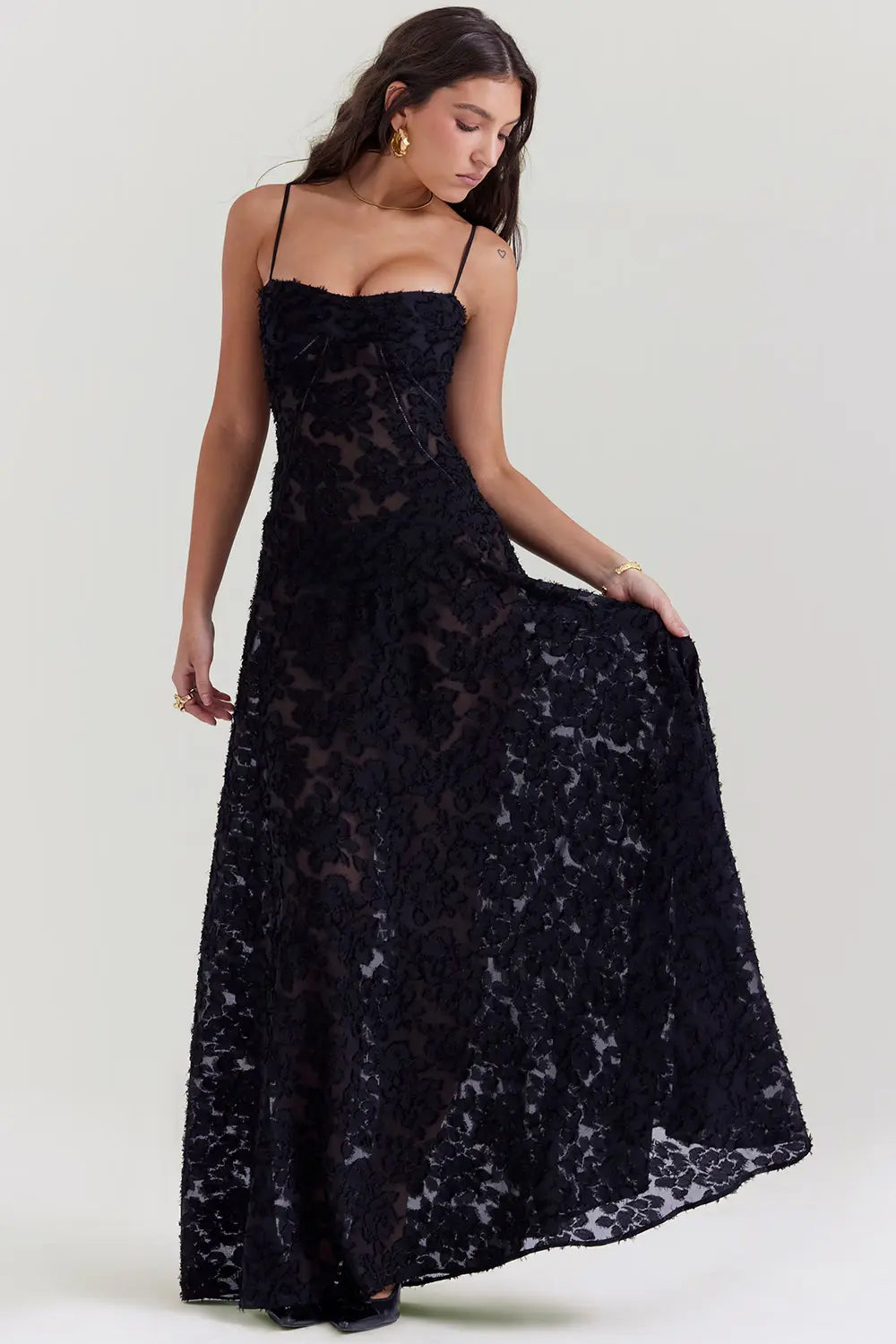 SHIRLENE | Lange Zomerjurk met Open Rug & Verstelbare Bandjes
