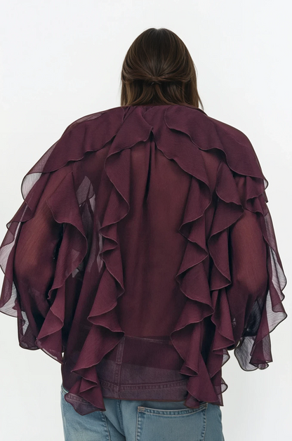 MAY | Elegante blouse met ruches en transparante lagen
