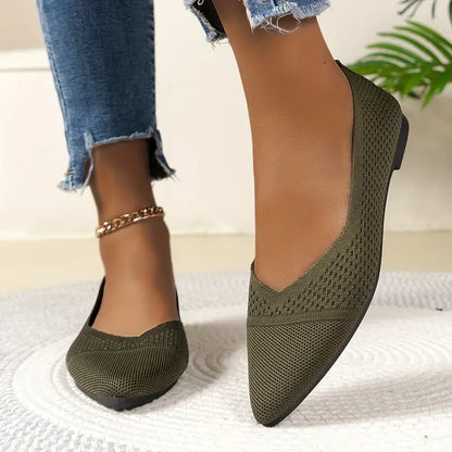 NOCTAVIA | Elegante Gebreide Flats met Spitse Neus
