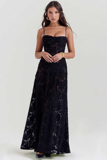 SHIRLENE | Lange Zomerjurk met Open Rug & Verstelbare Bandjes