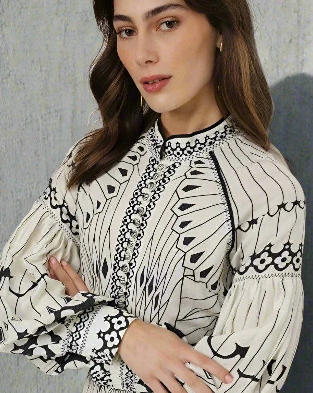 ROSEMARIE | Vlinderprint jurk met taille riem