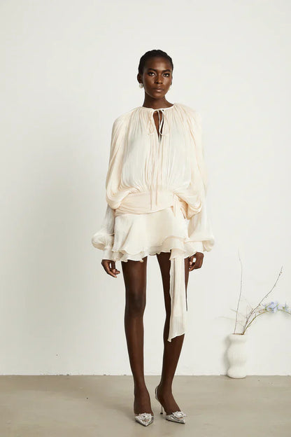 SONIA | Elegante jurk met ballonmouwen en vloeiende pasvorm