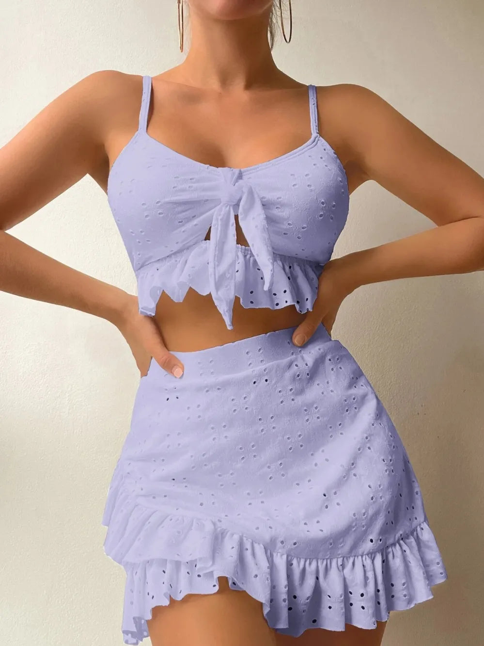 ESTER | 2-Delige Ruffle Set van Eyelet Kant