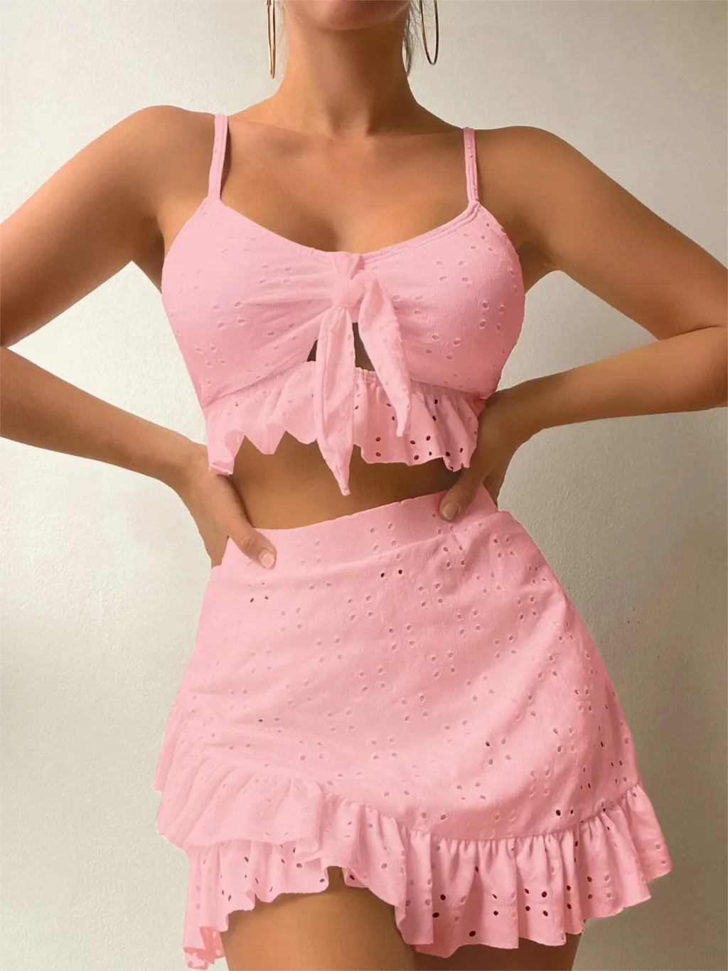 ESTER | 2-Delige Ruffle Set van Eyelet Kant