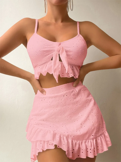 ESTER | 2-Delige Ruffle Set van Eyelet Kant