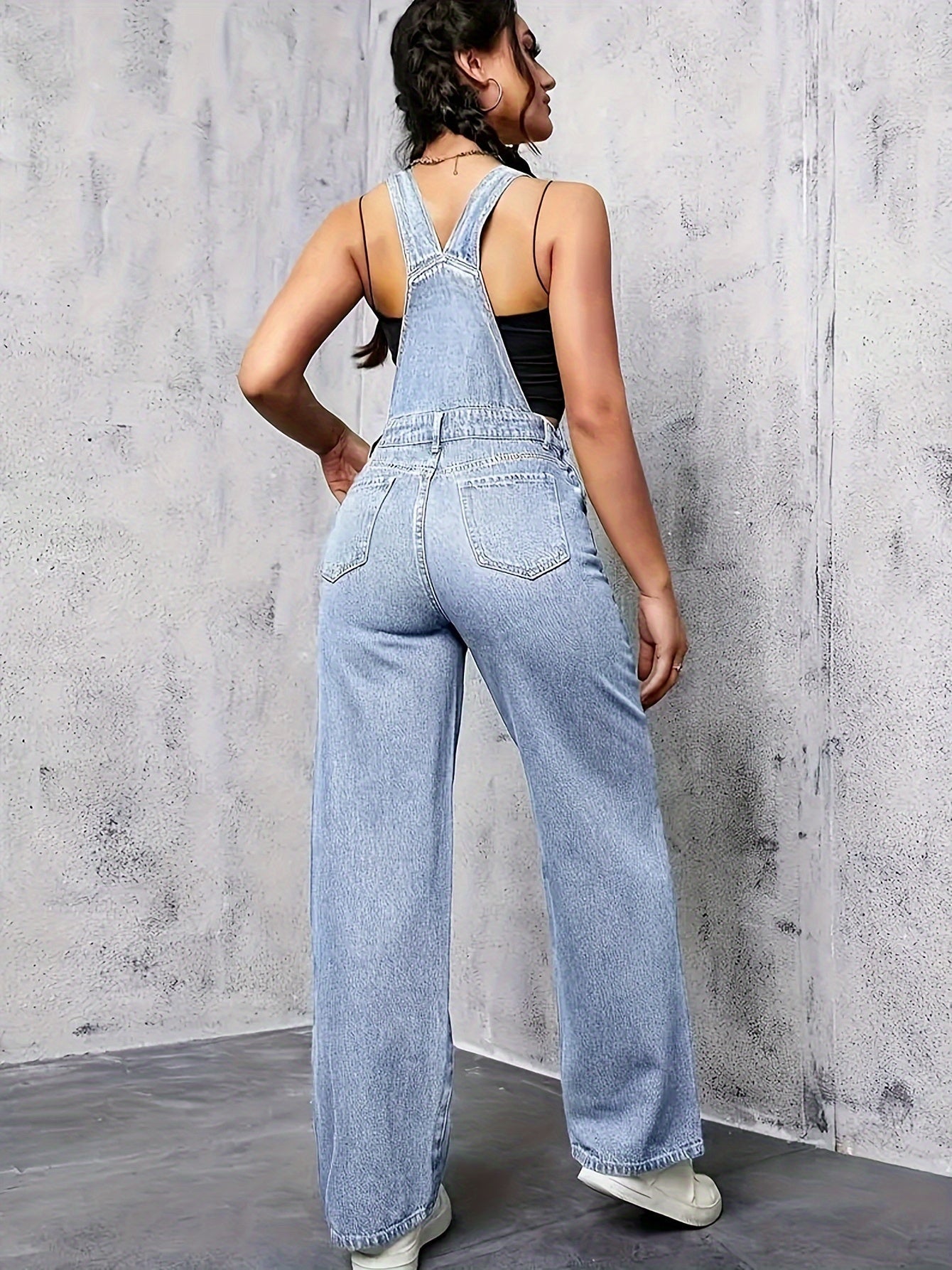 ROSARIO | Denim overall met wijde pijpen
