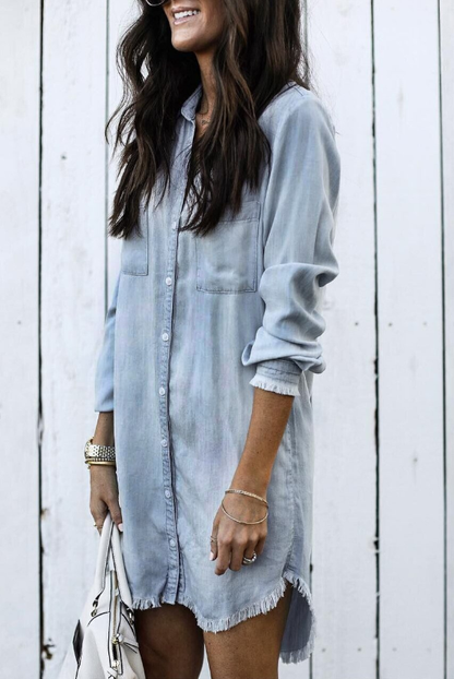 ARIEL | Gewassen denim overhemdjurk in casual stijl