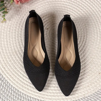 NOCTAVIA | Elegante Gebreide Flats met Spitse Neus