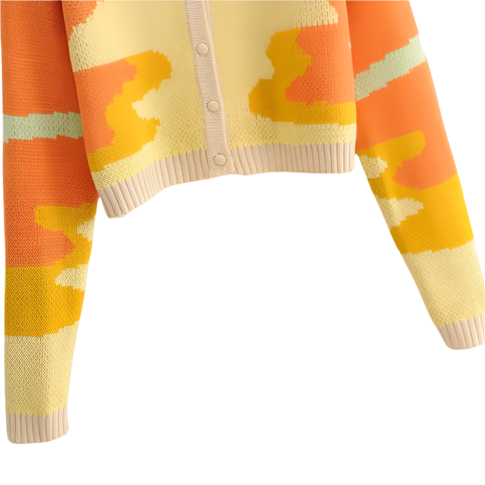 DIANA | Vrolijke cardigan met abstract patroon en retro uitstraling