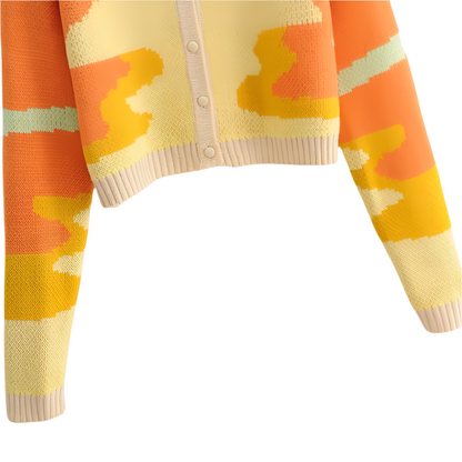 DIANA | Vrolijke cardigan met abstract patroon en retro uitstraling