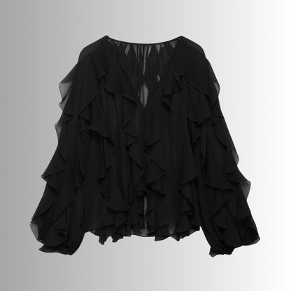 MAY | Elegante blouse met ruches en transparante lagen