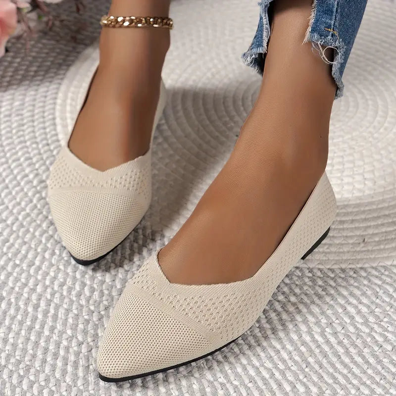 NOCTAVIA | Elegante Gebreide Flats met Spitse Neus