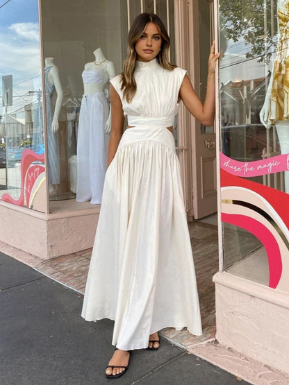 MARCELINA | Elegante maxi jurk met cut-out en plooidetail