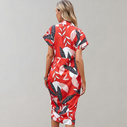GIANINA | Stijlvolle Zomerjurk met Knopen & Strik Taille