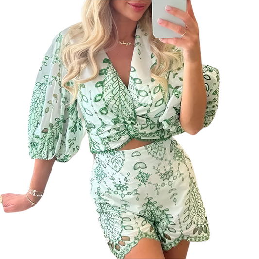 IVY | Luchtige co-ord set met geborduurde details