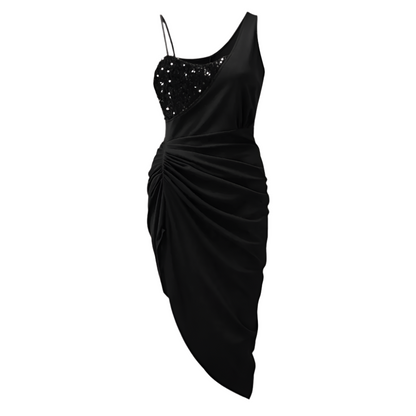 OFELIA | Asymmetrische gala jurk met glinsterend lijfje
