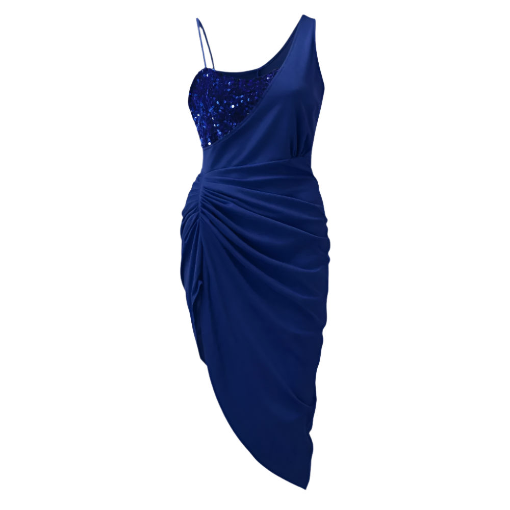 OFELIA | Asymmetrische gala jurk met glinsterend lijfje
