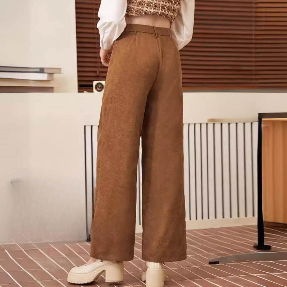 FLORDELIZA | Ribfluwelen high-waist broek met wijde pijpen